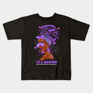 I'm A Survivor Domestic Violence Awareness Black Woman Kids T-Shirt